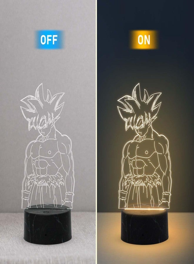 GIFTMEBAZAR مصباح طاولة LED ثلاثي الأبعاد بتصميم أنمي من GIFTMEBAZAR، بإضاءة بيضاء دافئة ويعمل بمنفذ USB | هدية لمحبي الأنمي | هدية عيد ميلاد لمحبي الأنمي | مصباح ديكور منزلي مستوحى من الأنمي (DragonBallZ369 (Goku)) - Image 2